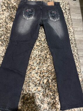 Brooklyn laundry 34X32 black embroidered jeans black panther & dragon new